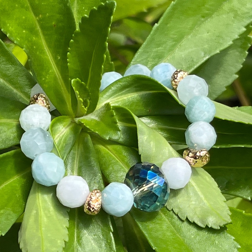 Facet Aquamarine Gemstone Bracelet ✨ - Picture 6 of 8